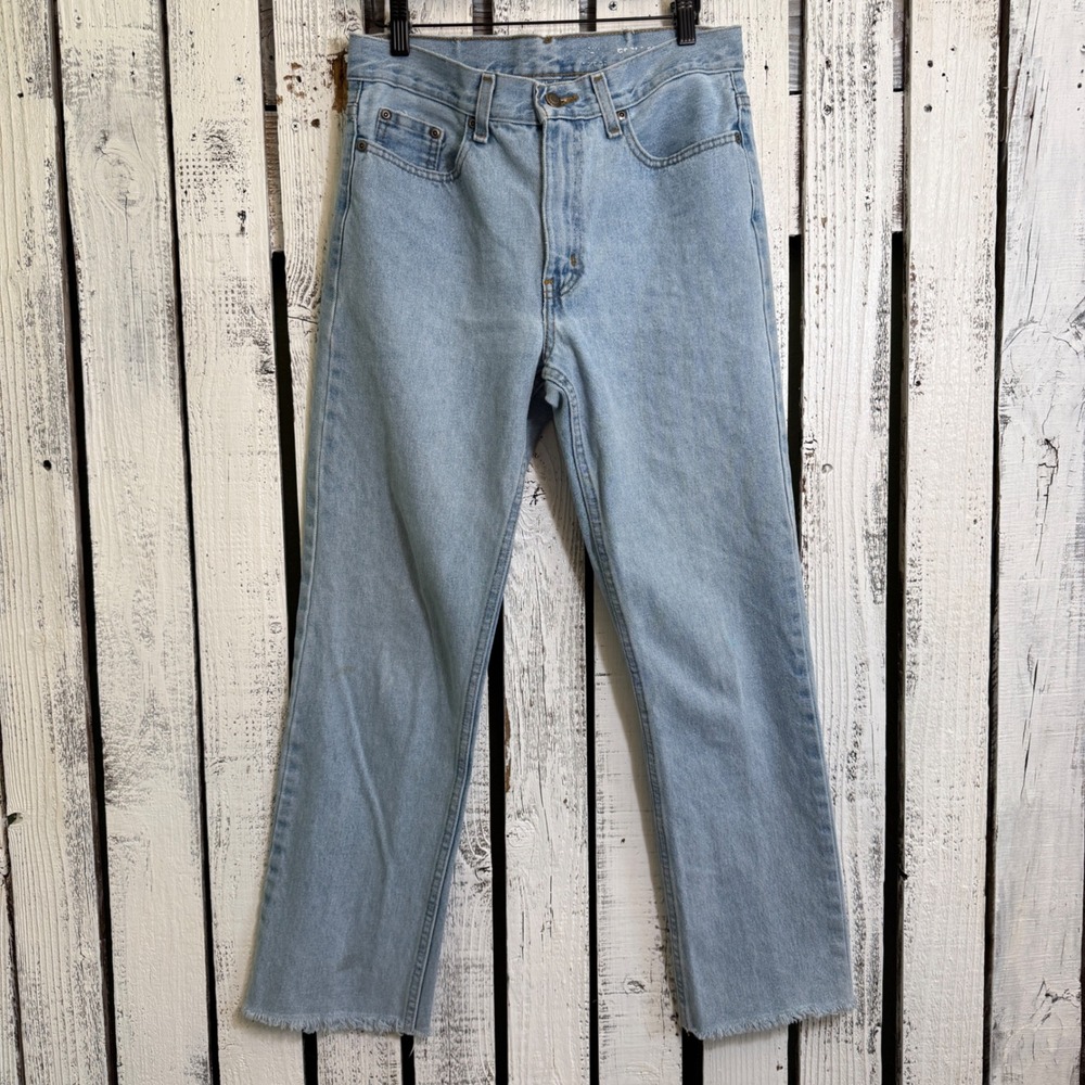 George Light Wash Straight Leg Distressed Jeans Women 29x28 Cropped Raw Hem
